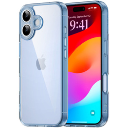Pouzdro pro iPhone 17, s krytem fotoaparátu, průhledné s modrými boky