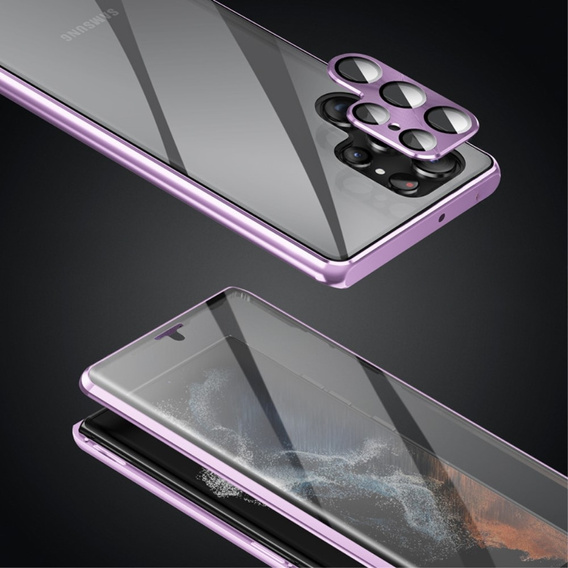 Pouzdro pro Samsung Galaxy S21 Ultra, Magnetic Dual Glass, fialové