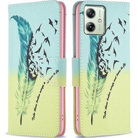 Klopové pouzdro pro Motorola Moto G54 5G, Wallet, feather, modré