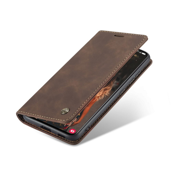 Pouzdro CASEME pro Samsung Galaxy S21 FE, Leather Wallet Case, káva
