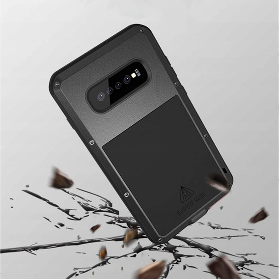 Pouzdro Love Mei pro Samsung Galaxy S10 Plus, armored with glass, černé