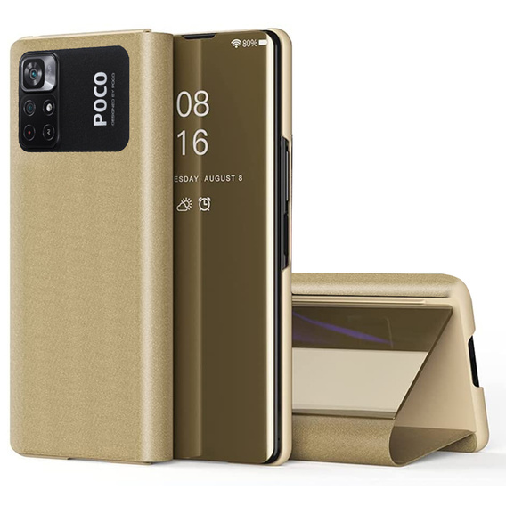 Pouzdro pro Xiaomi Poco M4 Pro 4G, Clear View, zlaté