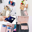 Klopové pouzdro pro iPhone 14, Wallet Zipper Pocket, růžové