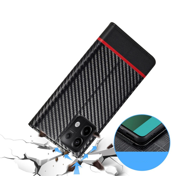 Flipové pouzdro pro Xiaomi Redmi Note 13 Pro 4G / Xiaomi Redmi Note 14S / Xiaomi Poco M6 Pro 4G, Carbon LC.IMEEKE, černé