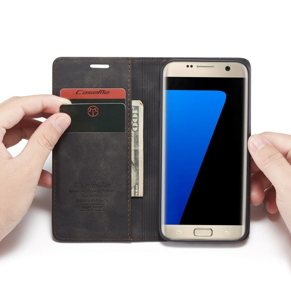 Pouzdro CASEME pro Samsung Galaxy S7 Edge, Leather Wallet Case, černé