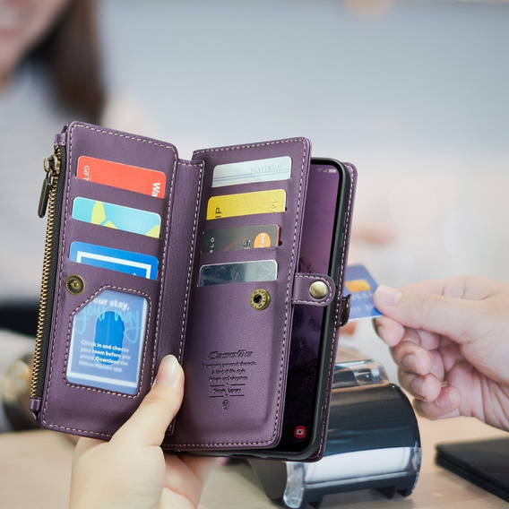 Pouzdro CASEME pro Samsung Galaxy A56 5G, RFID Leather Wallet, s popruhem přes rameno, fialové