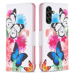 Klopové pouzdro pro Samsung Galaxy A35 5G, Wallet, Butterflies bílé