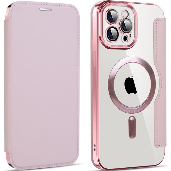 Klopové pouzdro pro iPhone 12 Pro, RFID Wallet MagSafe CamShield, růžové