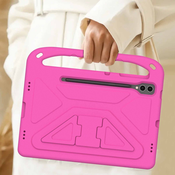 Dětské pouzdro pro Samsung Galaxy Tab S9 FE+, dětské pouzdro s rukojetí, růžové
