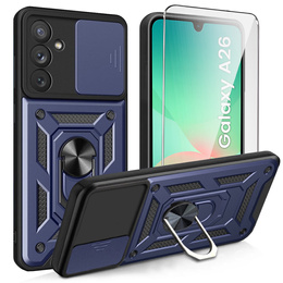 Pancéřové pouzdro pro Samsung Galaxy A26, CamShield Slide, modré + tvrzené sklo 9H
