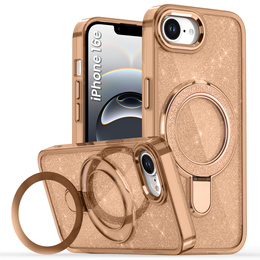 Pouzdro iPhone 16e, Glittery Magnetic Kickstand, růžové rose gold