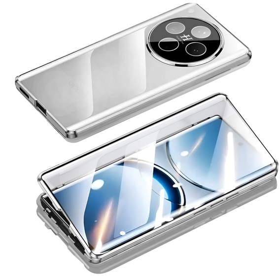 Pouzdro pro Oppo Find X8 Pro, Magnetic Dual Glass, stříbrné
