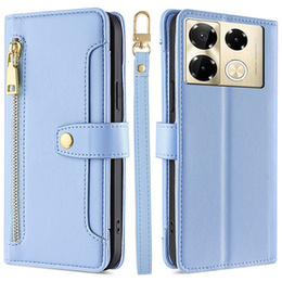 Klopové pouzdro pro Infinix Note 40 Pro, Wallet Zipper Pocket, modré