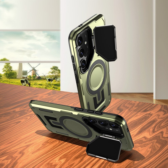 Pouzdro pro Samsung Galaxy S24 FE, Military MagSafe with camera protection, zelené