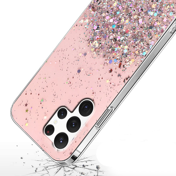 Pouzdro pro Samsung Galaxy S22 Ultra 5G, Glittery, růžové