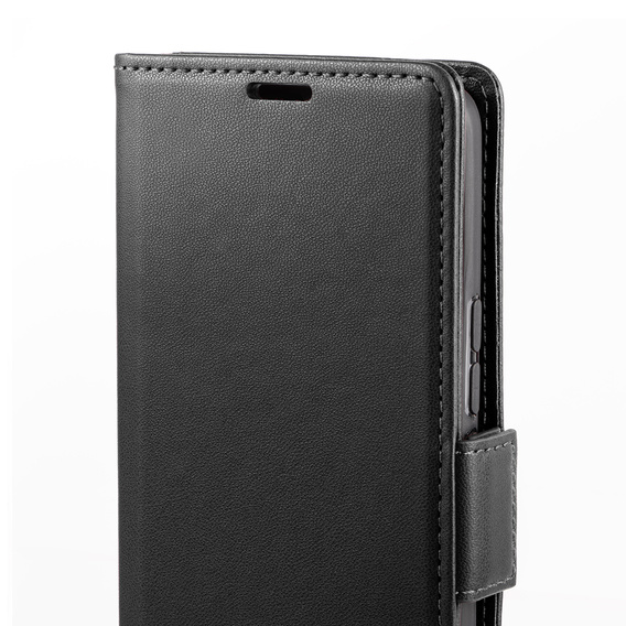 Pouzdro pro Xiaomi Redmi Note 13 Pro 4G, ERBORD Glossy Litchi, flipová peněženka, černé