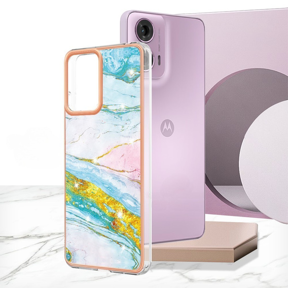 Ochranné pouzdro pro Motorola Moto G24 / G24 Power / G04, Marble Slim Case, modré