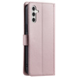 Pouzdro s klopou pro Samsung Galaxy S25, Rhombus Crossbody Leather, růžové rose gold