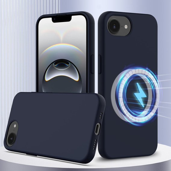 Pouzdro pro iPhone 16e, Silicone MagSafe, tmavě modrá
