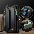 Pouzdro CASEME pro iPhone16e, RFID Leather Wallet, s popruhem přes rameno, černé