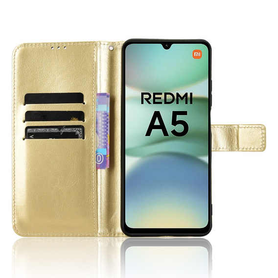 Klopové pouzdro pro Xiaomi Redmi A5, Crazy Horse Wallet, zlaté