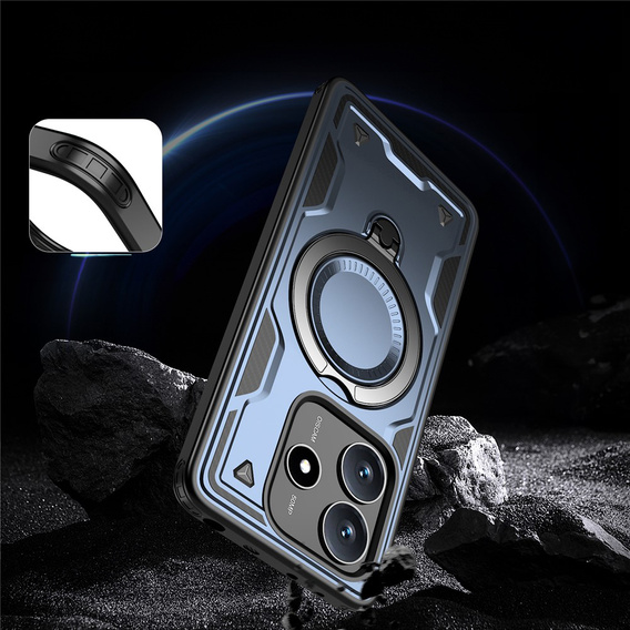 Pouzdro pro Xiaomi Redmi Note 14 5G, Military MagSafe, modré + 9H sklo