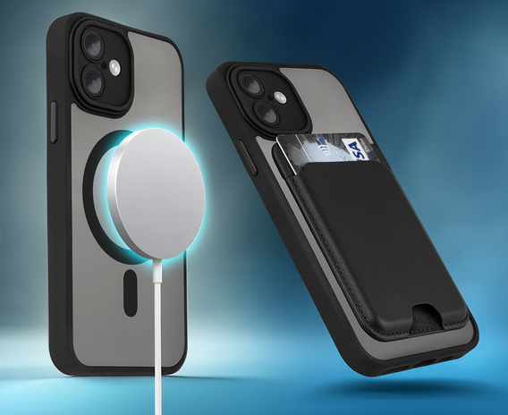 Pouzdro pro iPhone 16 Plus, pro MagSafe, ERBORD Matt Case, černý + sklo na displej