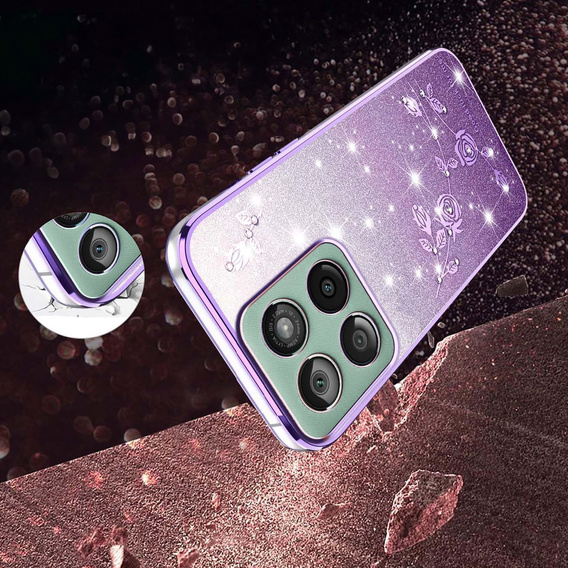 Pouzdro s glitry Glitter Flower pro Motorola Edge 70