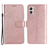 Klopové pouzdro pro Motorola Moto G53 5G, Mandala Flower, růžové rose gold