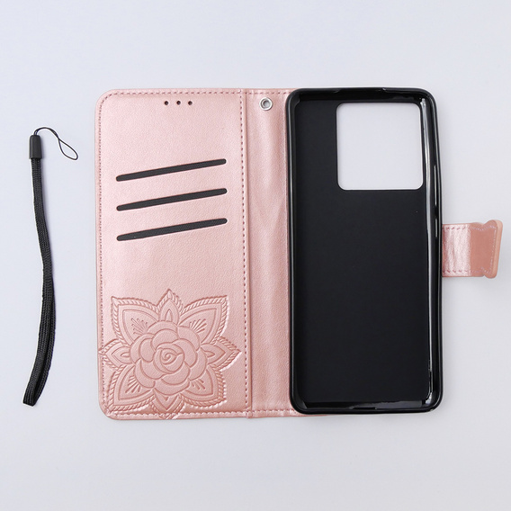 Klopové pouzdro pro Xiaomi 13T / 13T Pro, Butterfly, růžové rose gold