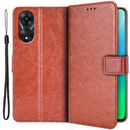 Klopové pouzdro pro Oppo A78 5G, Crazy Horse Wallet, hnědé