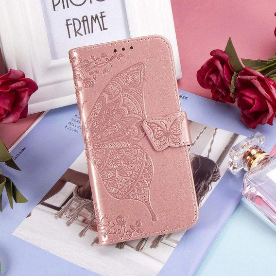 Klopové pouzdro pro Oppo A40 / Oppo A40m, Butterfly, růžové rose gold