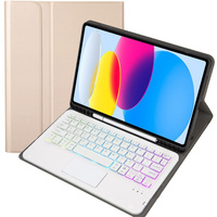 Pouzdro s podsvícenou bluetooth touchpad klávesnicí pro iPad 10.9" 2022 (10 gen.), zlaté