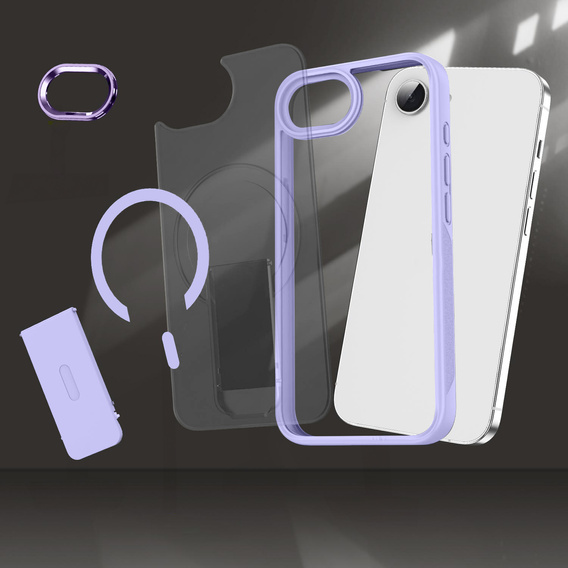 Pouzdro pro Iphone 16E, matný stojánek, pro MagSafe, fialové