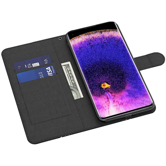 Klopové pouzdro pro Oppo A17, Wallet, Butterflies zlaté