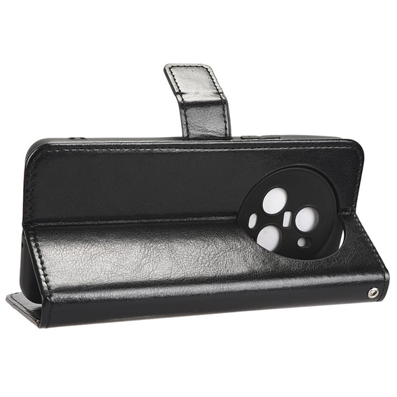 Klopové pouzdro pro Honor Magic 5 Pro, Crazy Horse Wallet, černé
