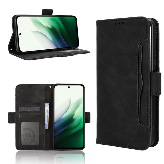 Klopové pouzdro pro Xiaomi Redmi 15 5G / 4G, slot na karty, peněženka, černé
