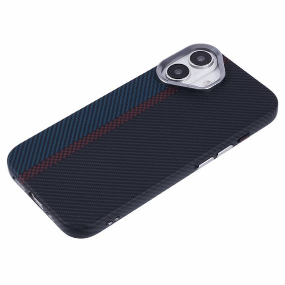 Pouzdro pro iPhone 16, Carbon Fiber MagSafe, černá / modrá