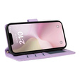 Pouzdro s klopou pro iPhone 16E, Rhombus Crossbody Leather, fialové