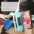 Klopové pouzdro pro Samsung Galaxy A56 5G, Wallet Zipper Pocket, zelené