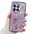 Pouzdro pro OnePlus 12 5G, Glitter Flower, fialové
