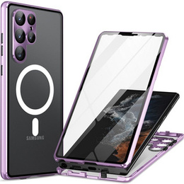 Magnetické pouzdro Dual Glass MagSafe pro Samsung Galaxy S23 Ultra, fialové