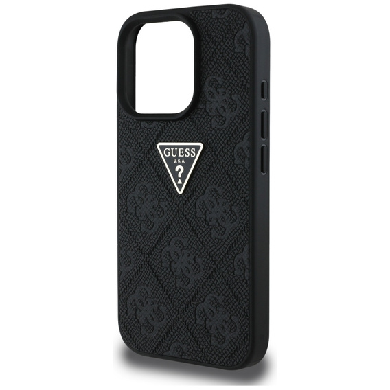 Pouzdro Guess Grained Hot Stamp 4G Triangle Metal pro iPhone 16 Pro Max