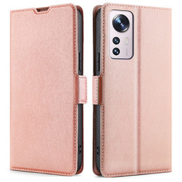 Klopové pouzdro pro Xiaomi 12 Pro, Wallet, růžové rose gold