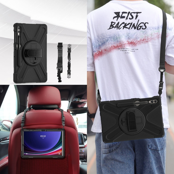 Pouzdro pro Samsung Galaxy Tab S9 FE+ / S9+ / S8+ / S7+, obrněné ochranné pouzdro, černé