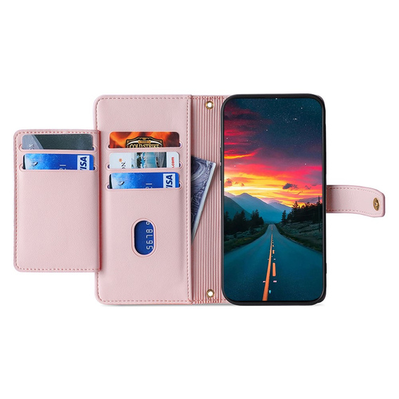 Klopové pouzdro pro Infinix Note 40 Pro, Wallet Zipper Pocket, růžové