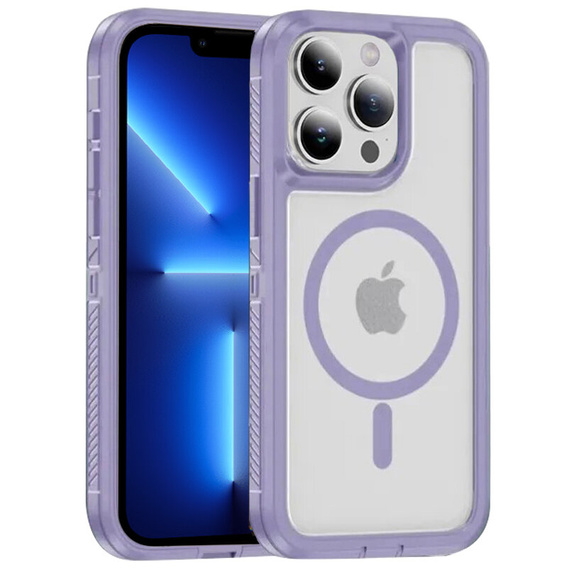 Pouzdro s rámečkem pro iPhone 13 Pro, pro MagSafe, transparentní / fialové