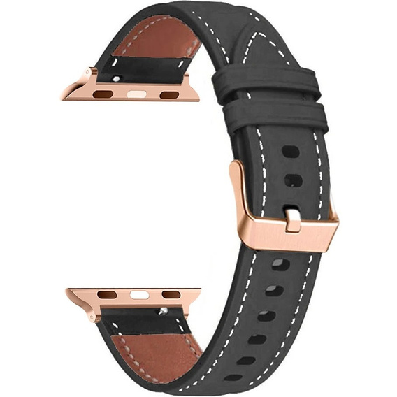 Kožený řemínek pro Apple Watch 1/2/3/4/5/6/7/8/SE/Ultra 42/44/45/49 mm, černý