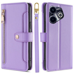 Klopové pouzdro pro Infinix Hot 40i, Wallet Zipper Pocket, fialové
