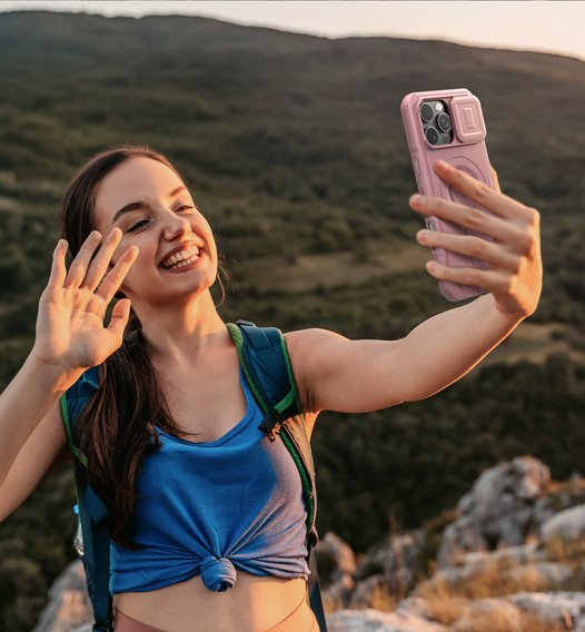 Pancéřové pouzdro pro iPhone 16 Pro Max, Dexnor CamProtect MagSafe, růžové